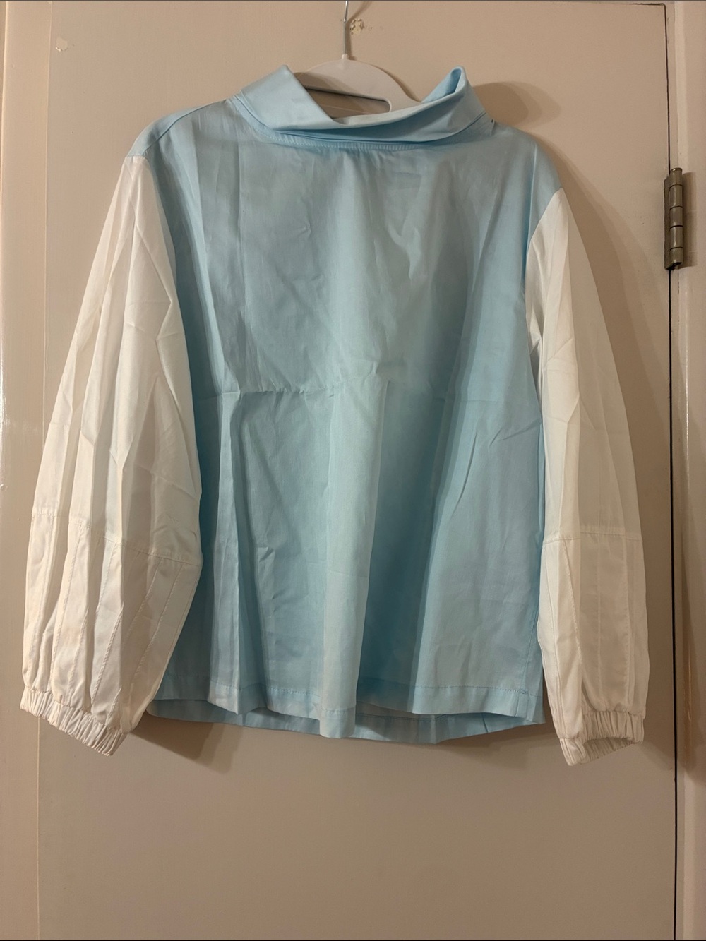 Light Blue and White Long Sleeve Women’s Top